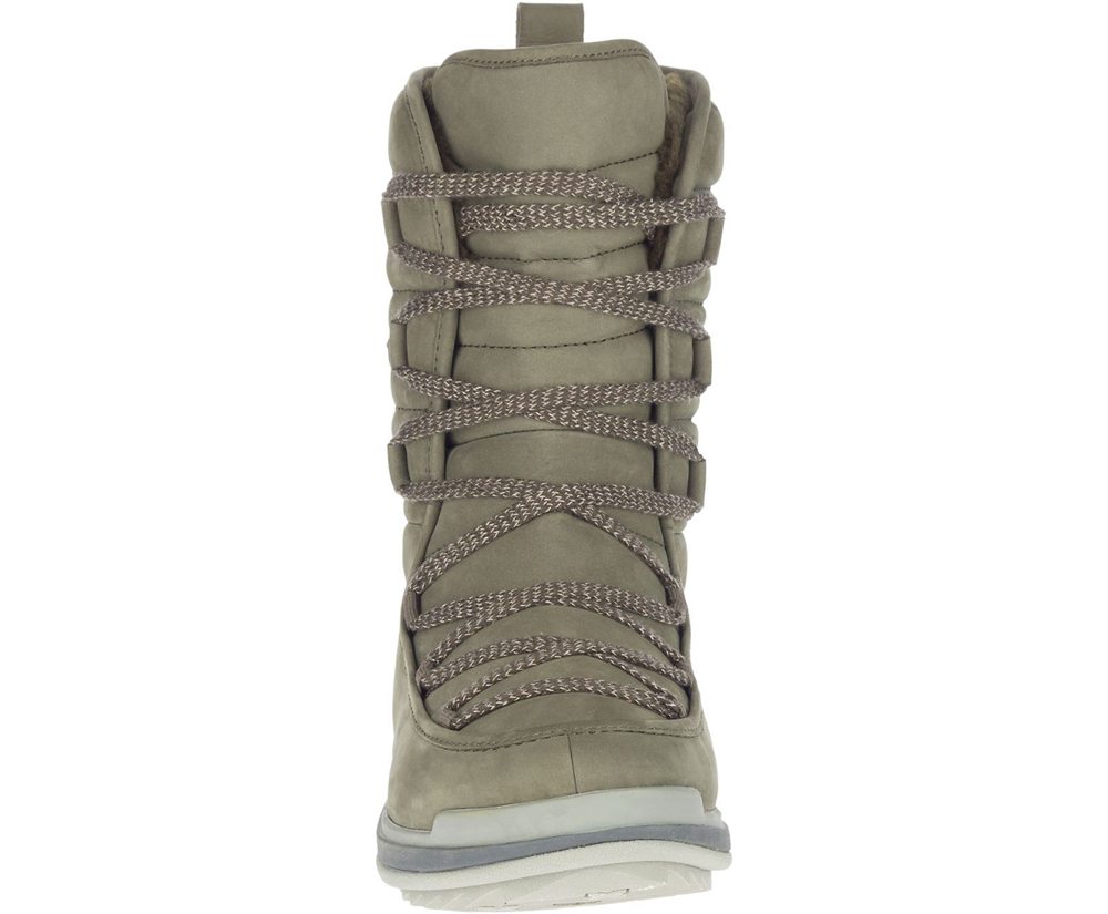 Merrell Boots Olive - Snowcreek Cozy Leather Polar Waterproof - Womens 41IRHMJEY